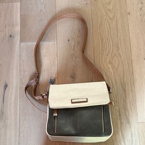 Kelly Moore Cream and Brown Crossbody Bag